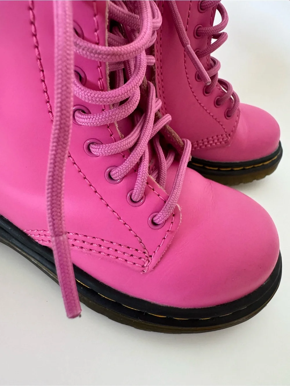 Dr. Martens Kids Hot Pink Lace-Up Combat Boots